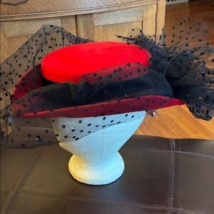 Chic Red and Black Polka Dot Women's Hat